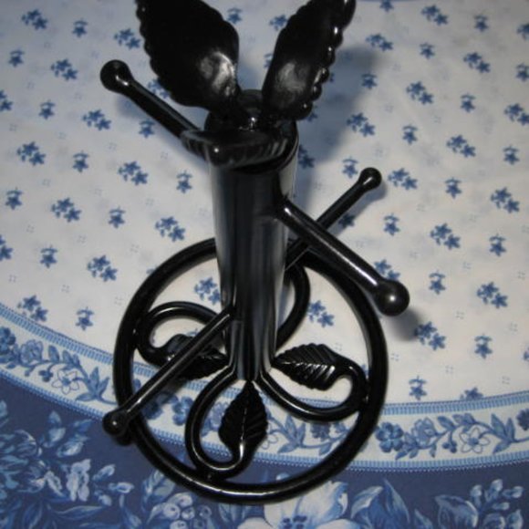 NEW Iron Artistica Mug Rack Leaf Leaves Design Black 15" Tall Heavy - Picture 2 of 6